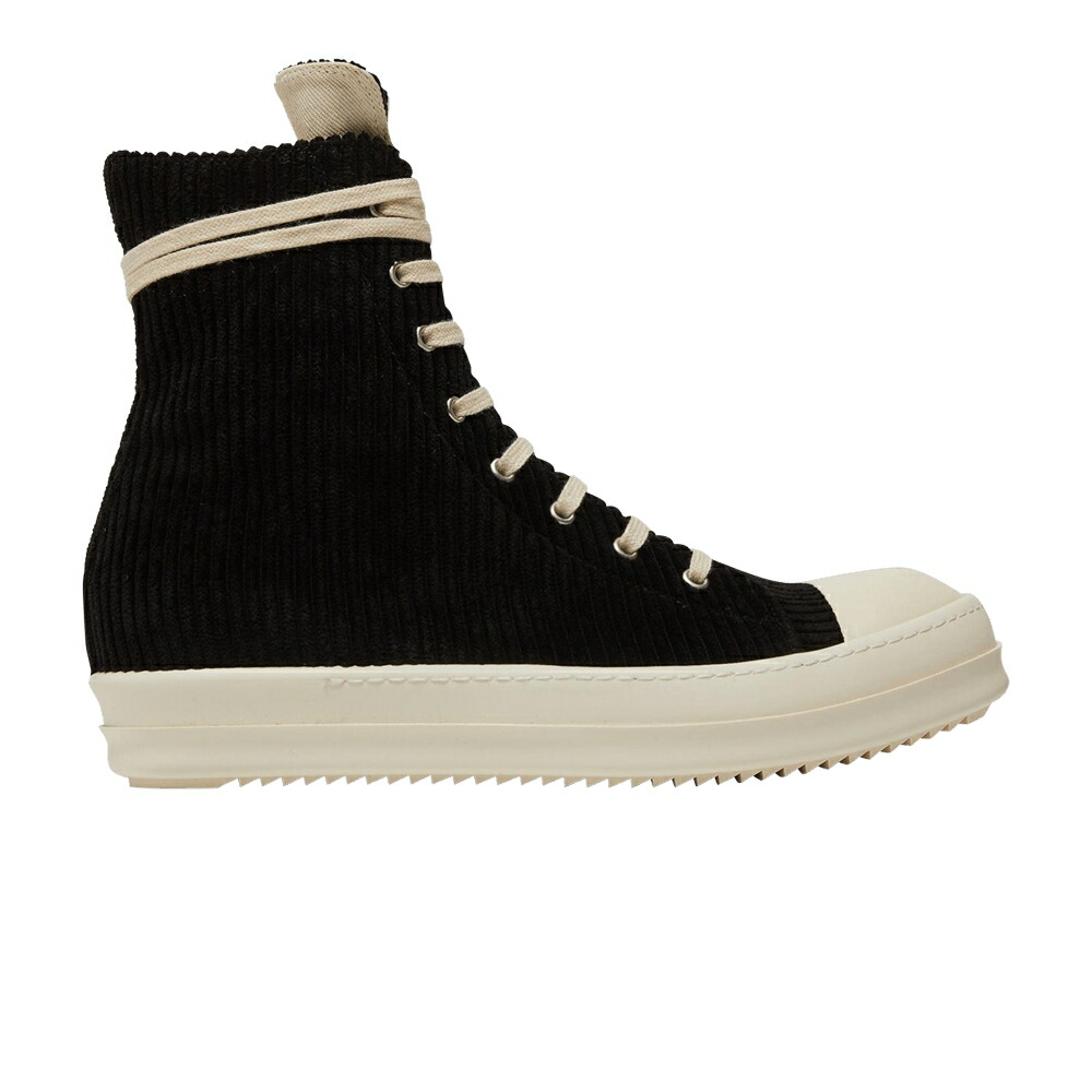 リックオウエンス 御機嫌 黒いこと 黒いこと \u0027BLACK CORDUROY\u0027 スニーカー レディース RICK OWENS RICK OWENS WMNS DRKSHDW HIGH / BLACK MILK MILK