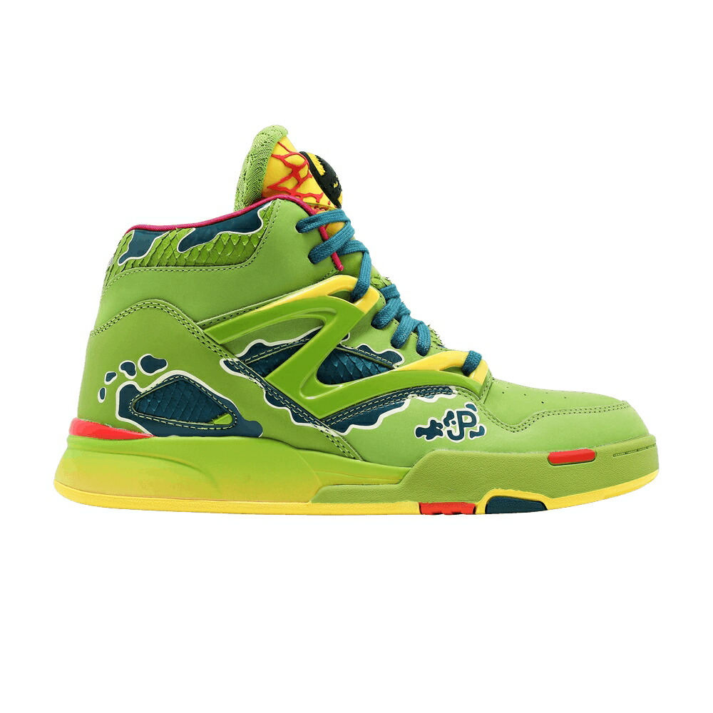 リーボック 運動場 揚水機 地域 ウルトラ 菩提樹 \u0027DILOPHOSAURUS\u0027 スニーカー メンズ REEBOK JURASSIC PARK X PUMP OMNI ZONE 2 / ULTRA LIME HERITAGE TEAL STINGER
