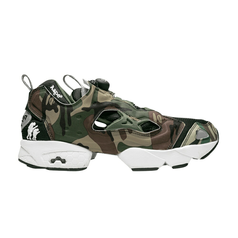 リーボック 揚水機 黒いこと 黒いこと 間鴨柄 \u0027CAMO WHITE\u0027 スニーカー メンズ REEBOK AAPE X PUMP FURY BLACK / CAMO BLCK WHT