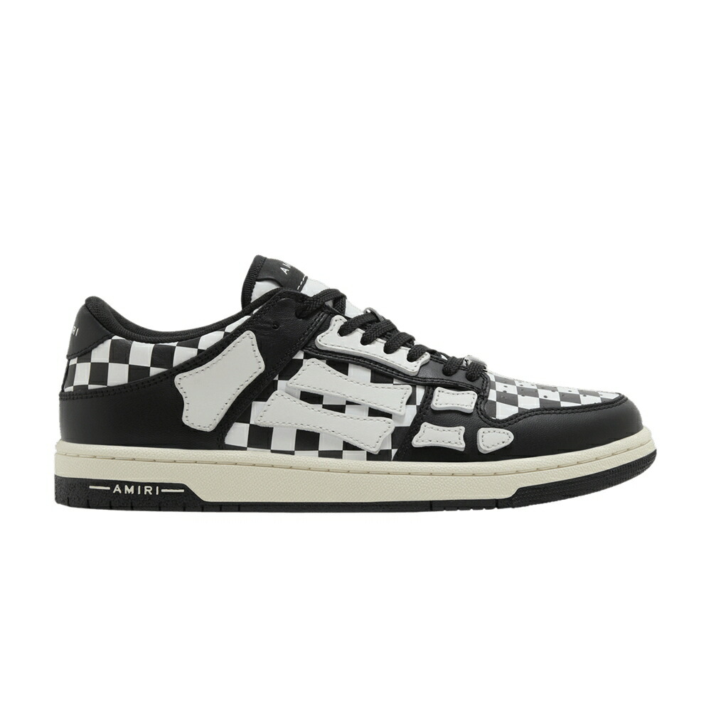 アミリ 黒色 ブラック 白色 ホワイト 'CHECKERED WHITE' スニーカー レディース AMIRI WMNS SKEL TOP LOW - BLACK / BLACK WHITE