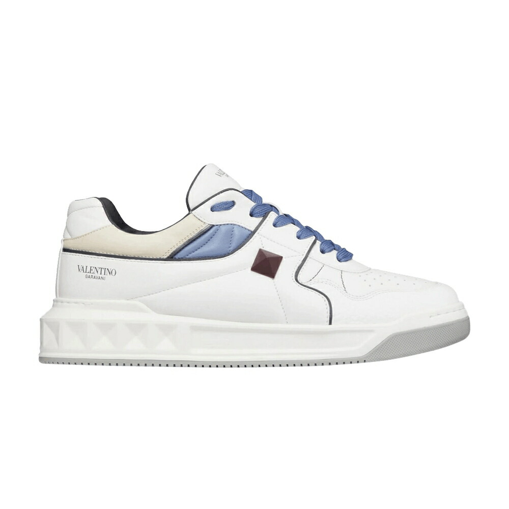 ヴァレンティノ 白色 ホワイト 青色 ブルー WHITE BLUE スニーカー メンズ VALENTINO ONE STUD LOW / WHITE BLUE