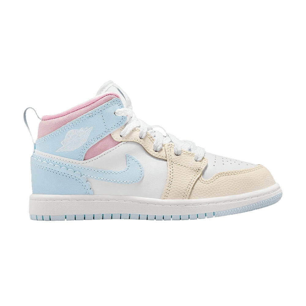 ナイキ ミッド 青色 ブルー ハーフ アイボリー 白色 ホワイト エアジョーダン 'HALF IVORY' ジュニア キッズ AIR JORDAN AIR JORDAN 1 MID SE PS BLUE PALE / HALF BLUE PALE IVORY WHITE HALF ベビー マタニティ