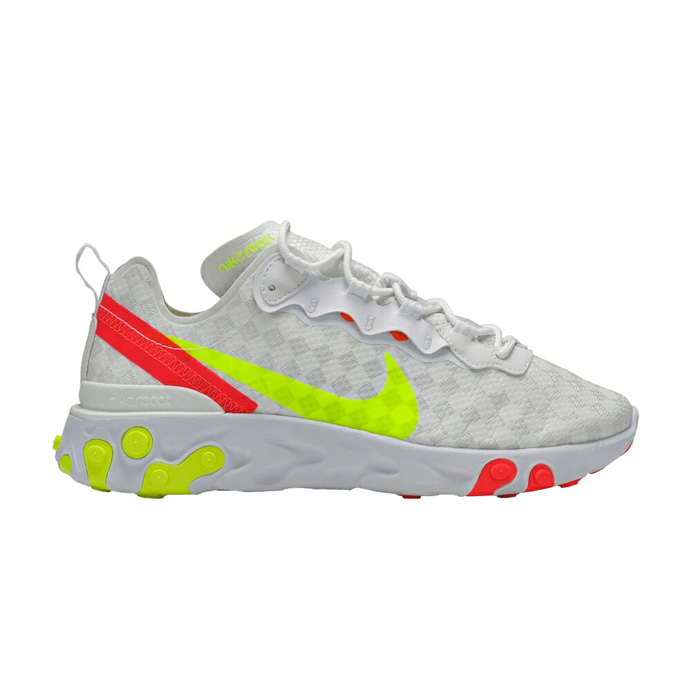 ナイキ リアクト エレメント 白色 ホワイト クリムゾン 'CHECKERED VOLT' スニーカー メンズ NIKE REACT ELEMENT 55 WHITE CRIMSON / WHITE FLASH CRIMSON HYPER