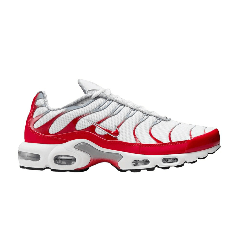 ナイキ マックス 赤 レッド 白色 ホワイト 灰色 グレー エアマックスプラス 'WHITE GREY' スニーカー メンズ NIKE AIR MAX PLUS UNIVERSITY RED WOLF / WHITE UNIVERSITY RED WOLF GREY