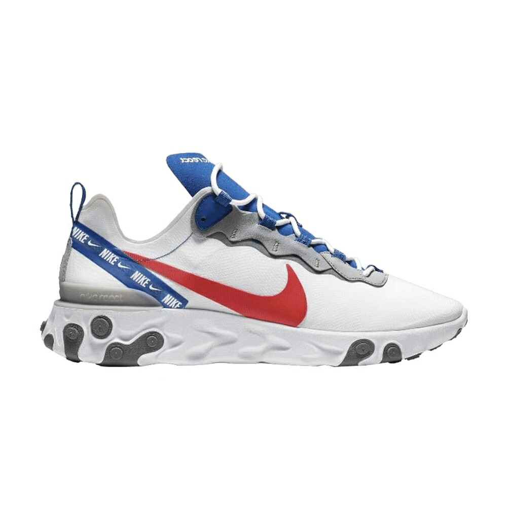 ナイキ リアクト エレメント 白色 ホワイト ゲーム 赤 レッド WHITE RED ゲームロイヤル 青 ブルー スニーカー メンズ NIKE REACT ELEMENT 55 ROYAL / WHITE GAME ROYAL HABANERO RED