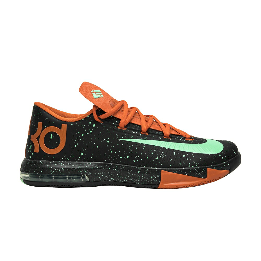 ナイキ 黒色 ブラック 緑 グリーン 橙 オレンジ 'TEXAS' スニーカー メンズ NIKE KD 6 / BLACK GREEN GLOW URBAN ORANGE｜スニケス