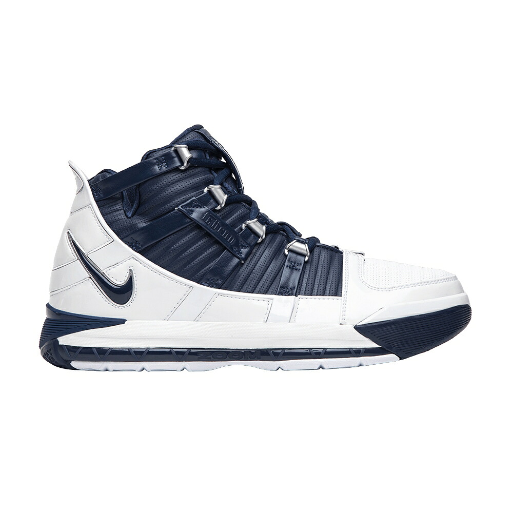 ナイキ 望遠レンズ レブロン 白いこと 白いこと 紺色 米国海軍 \u0027MIDNIGHT NAVY\u0027 スニーカー メンズ NIKE ZOOM LEBRON 3 RETRO / WHITE MIDNIGHT NAVY METALLIC
