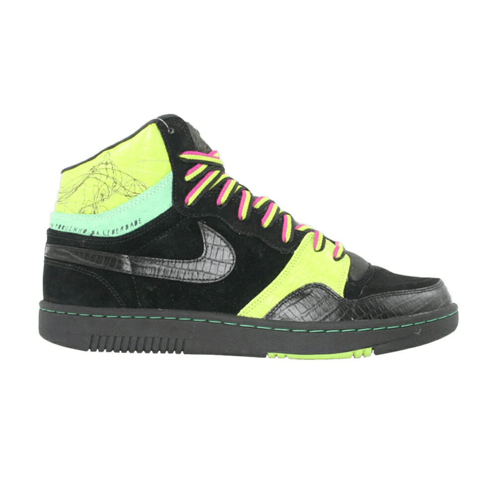 ナイキ 厚地の外套 黒いこと 黒いこと スニーカー メンズ NIKE COURT FORCE HI / BLACK BLACK CHARTRUESE