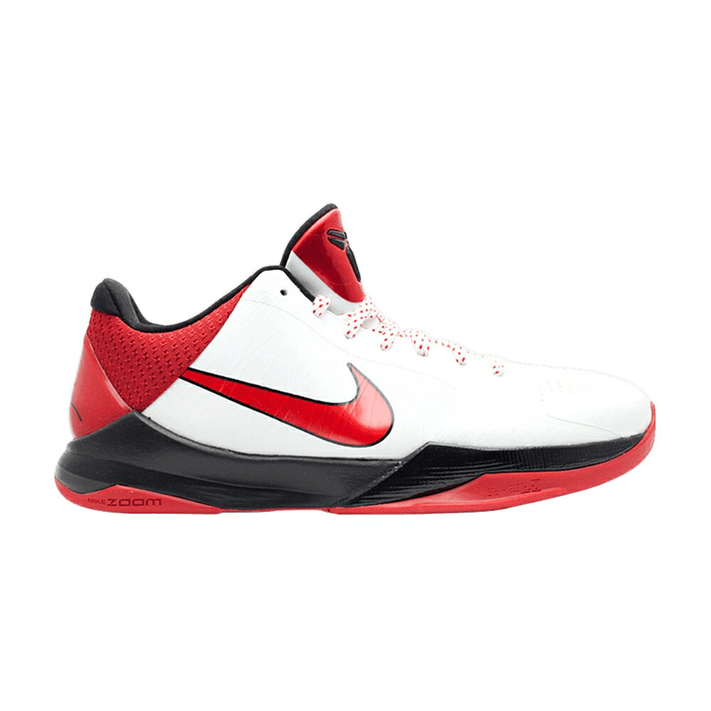 ナイキ ズーム コービー 白色 ホワイト 赤 レッド 黒色 ブラック 'VARSITY RED' スニーカー メンズ NIKE ZOOM KOBE 5 / WHITE VARSITY RED BLACK｜スニケス