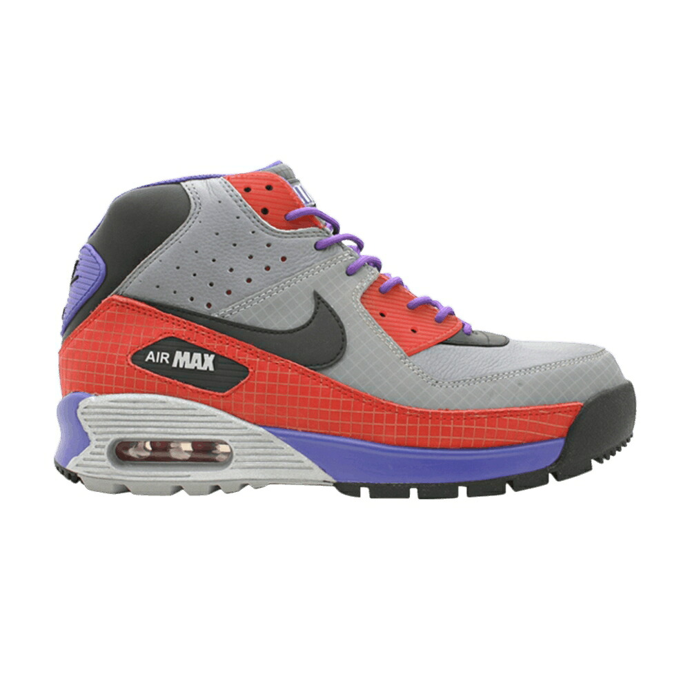 ナイキ マックス 割り増し金 ブーツ 赤 赤いこと 黒いこと 黒いこと 紫 パープル スニーカー メンズ NIKE MAX 90 PREMIUM BOOT / ATOM RED BLACK VARSITY PURPLE