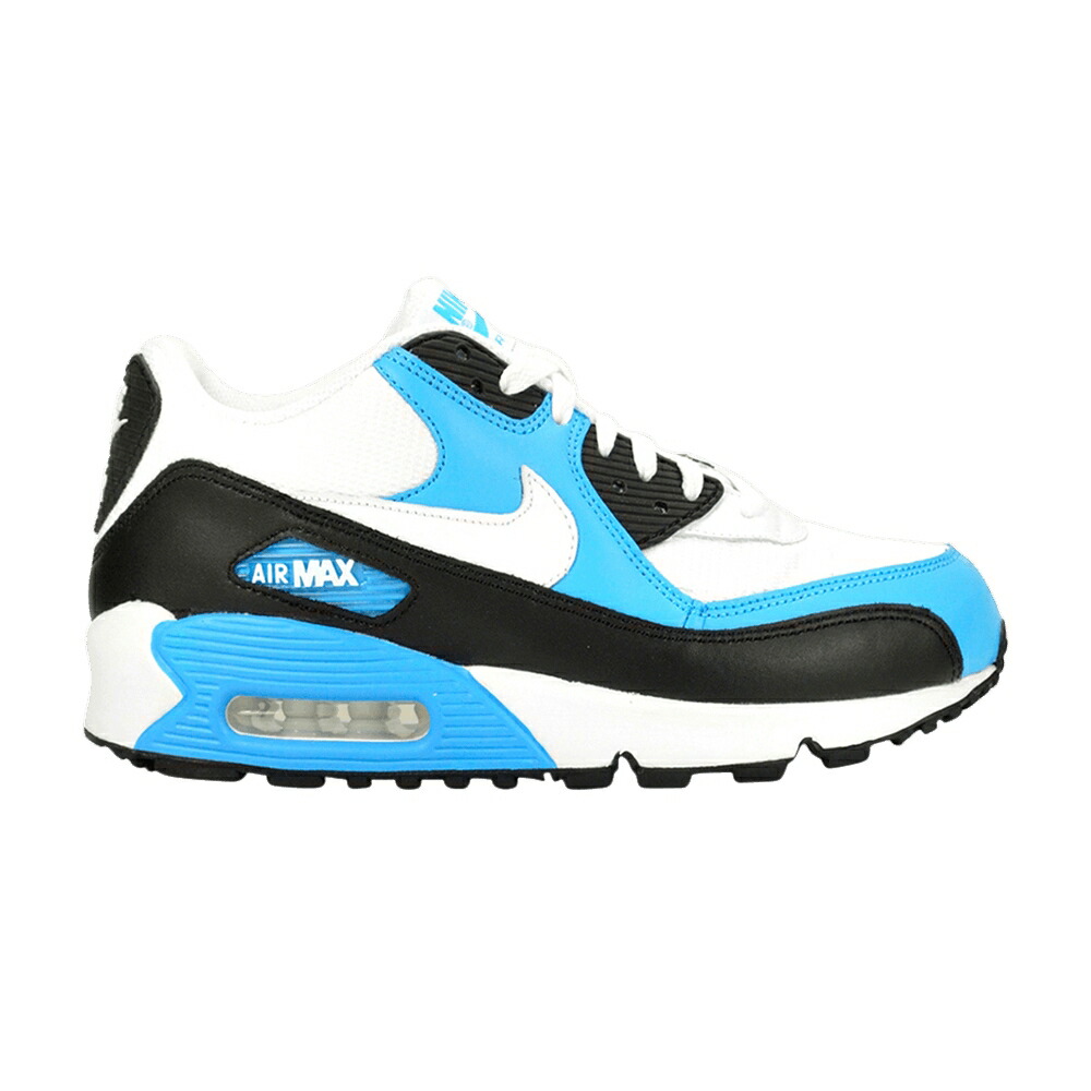 ナイキ マックス レザー 白色 ホワイト 黒色 ブラック 青色 ブルー エアマックス スニーカー メンズ NIKE AIR MAX 90 LEATHER / WHITE WHITE BLACK VIVID BLUE