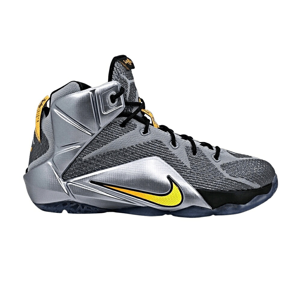 ナイキ レブロン 灰色 グレー 黒色 ブラック 'FLIGHT' スニーカー メンズ NIKE LEBRON 12 / WOLF GREY BRIGHT CITRUS BLACK