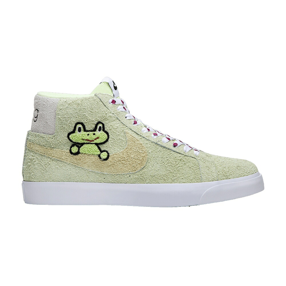 ナイキ 滑るゲーム盤 ブレイザー ミッド エスビー 菩提樹 白いこと 白いこと \u0027FROG SKATEBOARDS\u0027 スニーカー メンズ NIKE FROG SKATEBOARDS X BLAZER MID SB QS / LIGHT LIQUID LIME WHITE LIGHT