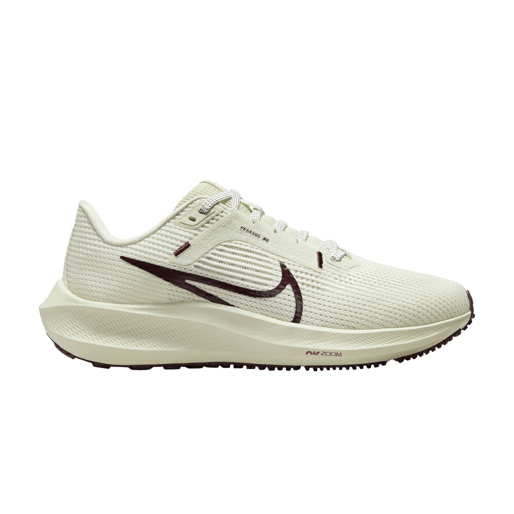 ナイキ ズーム ペガサス 白色 ホワイト ワイン色 バーガンディー ズームペガサス 'SEA BURGUNDY' スニーカー レディース NIKE WMNS AIR ZOOM PEGASUS 40 GLASS / SEA GLASS WHITE BURGUNDY CRUSH｜スニケス
