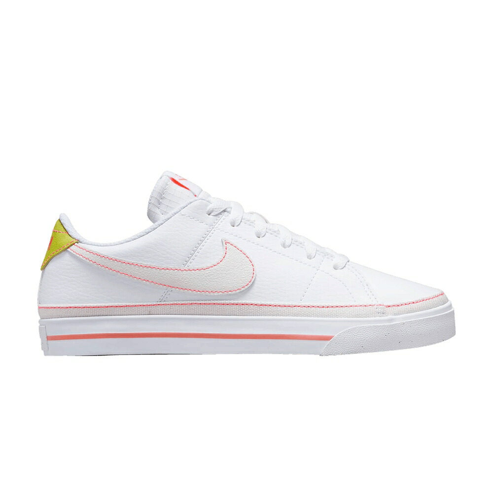 ナイキ コート レガシー 白色 ホワイト HOT STITCH スニーカー レディース NIKE WMNS COURT LEGACY NEXT NATURE PUNCH CONTRAST / WHITE HOT PUNCH BRIGHT CACTUS