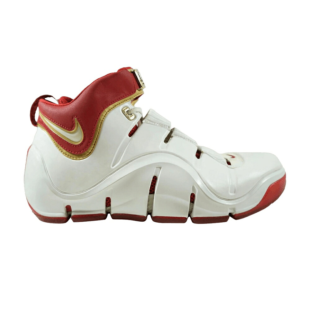 ナイキ ズーム レブロン 白色 ホワイト 赤 レッド 'HOME' スニーカー メンズ NIKE ZOOM LEBRON 4 SAMPLE / WHITE WHITE VARSITY RED METALLIC｜スニケス