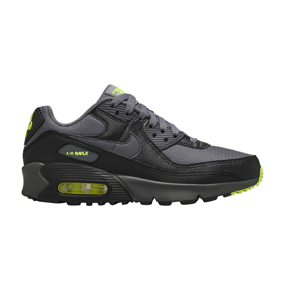 ナイキ マックス 黒色 ブラック 灰色 グレー エアマックス 'BLACK GREY' ジュニア キッズ NIKE AIR MAX 90 NEXT NATURE GS VOLT DARK / BLACK VOLT VOLT DARK GREY ベビー マタニティ スニーカー｜スニケス