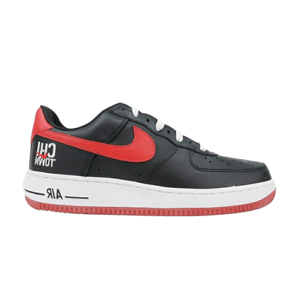 ナイキ 黒色 ブラック 赤 レッド 白色 ホワイト エアフォース 'CHI TOWN' スニーカー メンズ NIKE AIR FORCE 1 / BLACK VARSITY RED WHITE (CHI