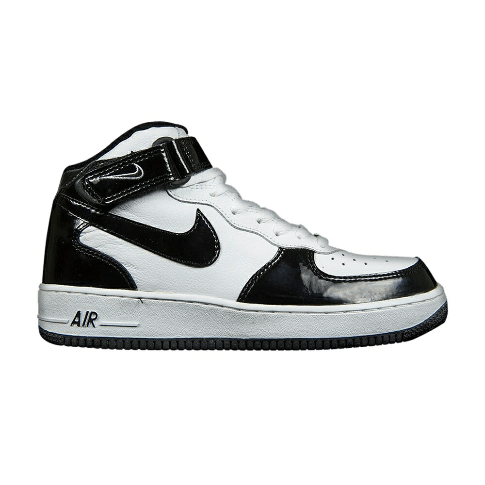 ナイキ ミッド 白色 ホワイト 黒色 ブラック エアフォース スニーカー メンズ NIKE AIR FORCE 1 MID / WHITE BLACK (PATENT)|スニケス