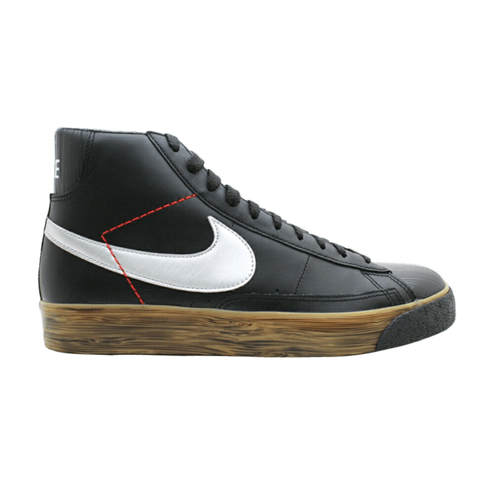 ナイキ ブレイザー プレミアム 黒色 ブラック 銀色 シルバー 赤 レッド スニーカー メンズ NIKE BLAZER HI PREMIUM / BLACK METALLIC SILVER CHILI RED