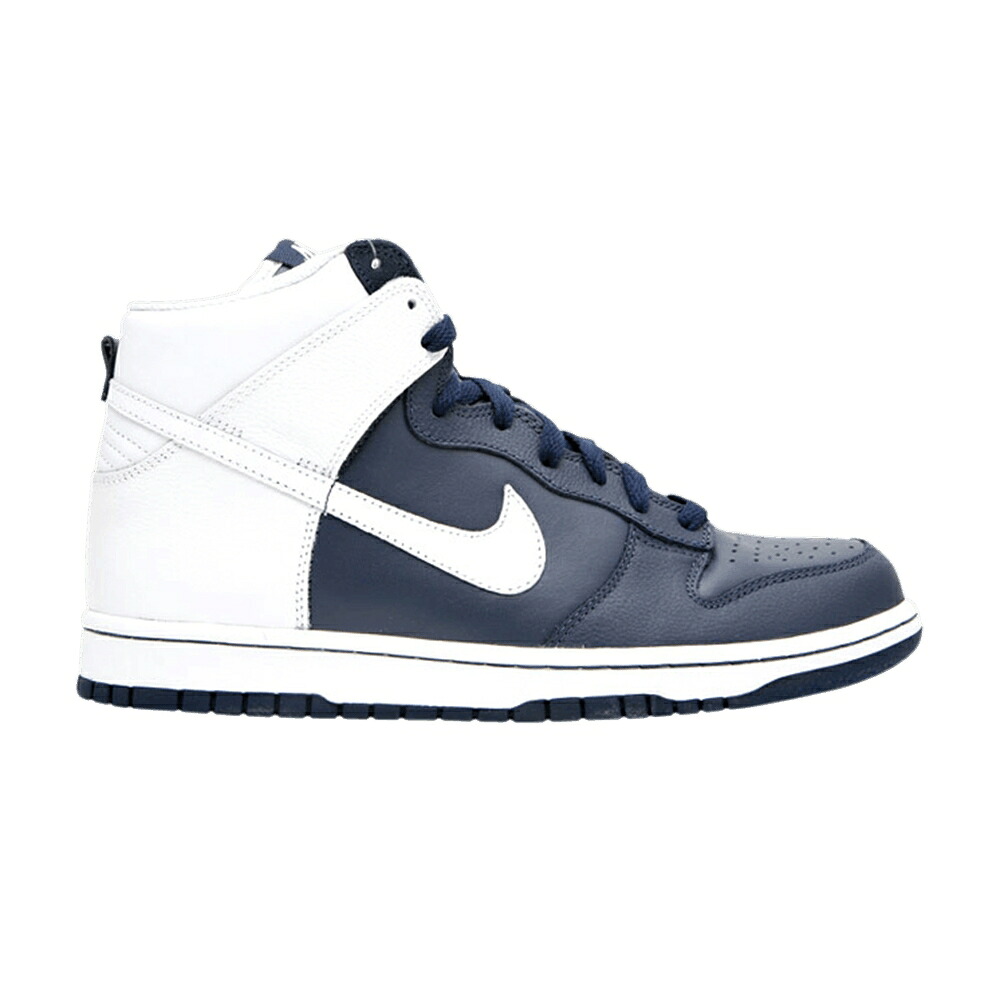 ナイキ ダンク ハイ 紺色 ネイビー 白色 ホワイト ダンクハイ スニーカー メンズ NIKE DUNK HIGH / MIDNIGHT NAVY WHITE WHITE｜スニケス