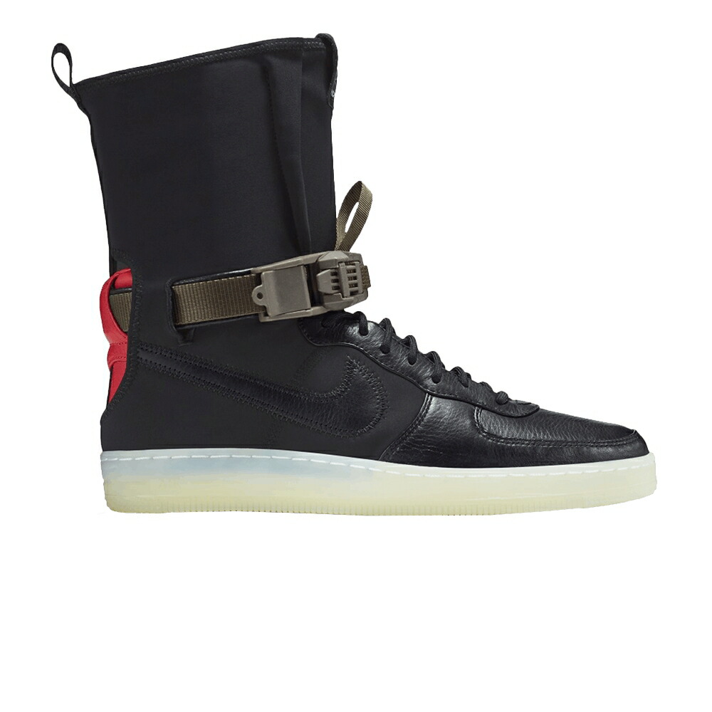 ナイキ 黒いこと 黒いこと クリムゾン 空軍 \u0027BLACK CRIMSON\u0027 スニーカー メンズ NIKE ACRONYM X NIKELAB AIR FORCE DOWNTOWN 1 HI SP / BLACK BLACK BRIGHT CRIMSON