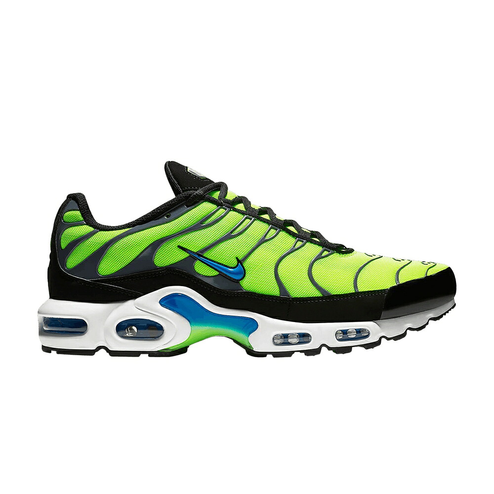 ナイキ マックス 青色 ブルー 黒色 ブラック 灰色 グレー エアマックスプラス 'VOLT' スニーカー メンズ NIKE AIR MAX PLUS / VOLT PHOTO BLUE BLACK DARK GREY|スニケス