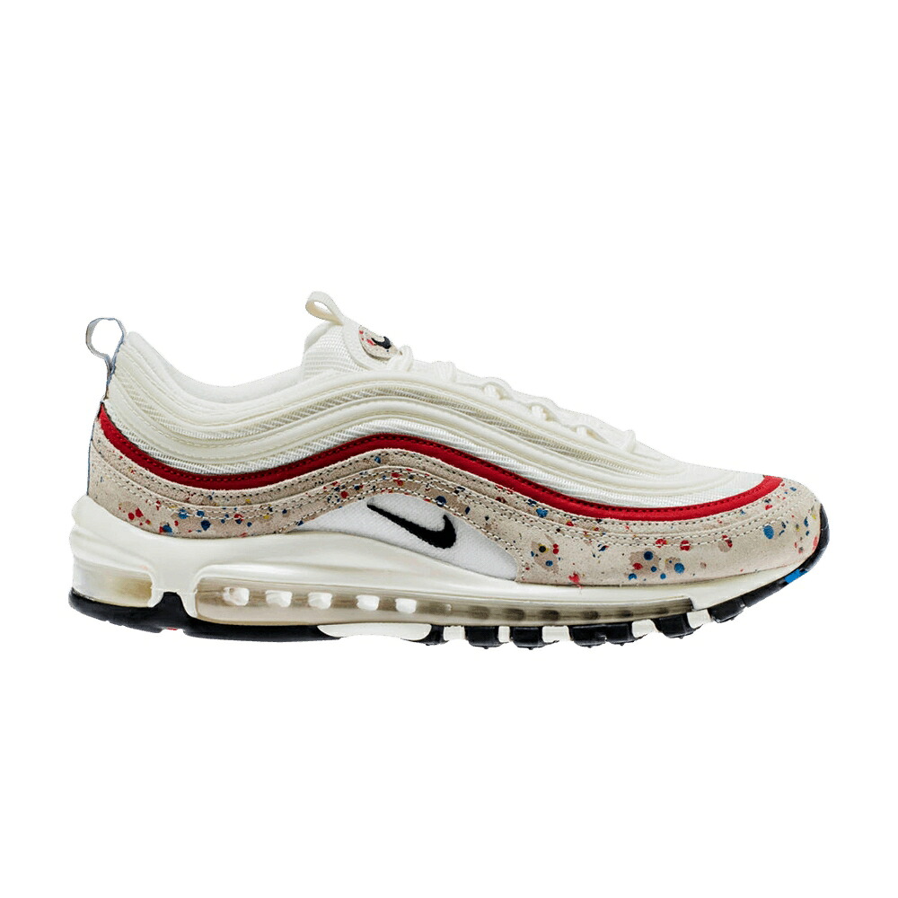 ナイキ マックス 黒いこと 黒いこと 赤 赤いこと エア湖マックス \u0027PAINT SPLATTER\u0027 スニーカー メンズ NIKE AIR MAX 97 / SAIL BLACK UNIVERSITY RED