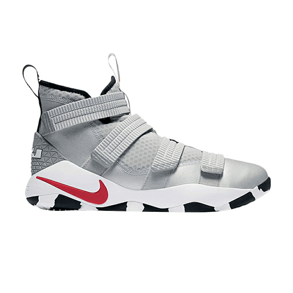 ナイキ レブロン ソルジャー しろがね色 しろがね色 赤 赤いこと \u0027SILVER BULLET\u0027 スニーカー メンズ NIKE LEBRON SOLDIER 11 / METALLIC SILVER UNIVERSITY RED