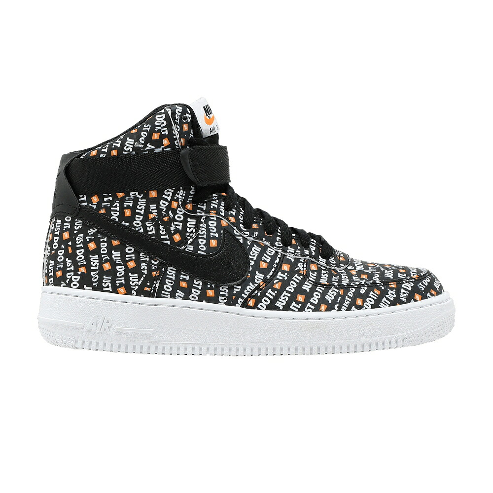 ナイキ ハイ 黒色 ブラック 白色 ホワイト 橙 オレンジ エアフォース '07 'JUST IT' スニーカー メンズ NIKE AIR FORCE 1 HIGH LV8 DO / BLACK WHITE TOTAL ORANGE|スニケス