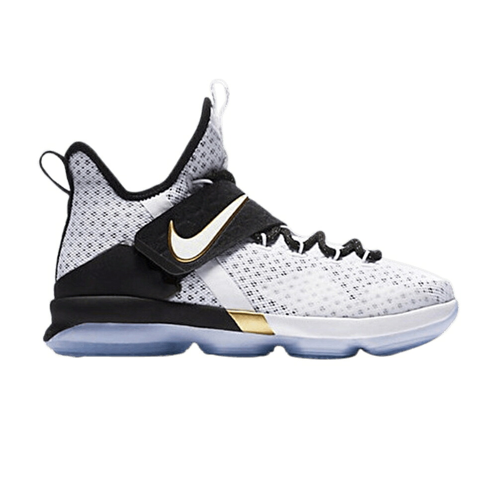 ナイキ レブロン 白色 ホワイト 黒色 ブラック ゴールド 'BHM' ジュニア キッズ NIKE LEBRON 14 GS / WHITE BLACK METALLIC GOLD ベビー マタニティ スニーカー｜スニケス