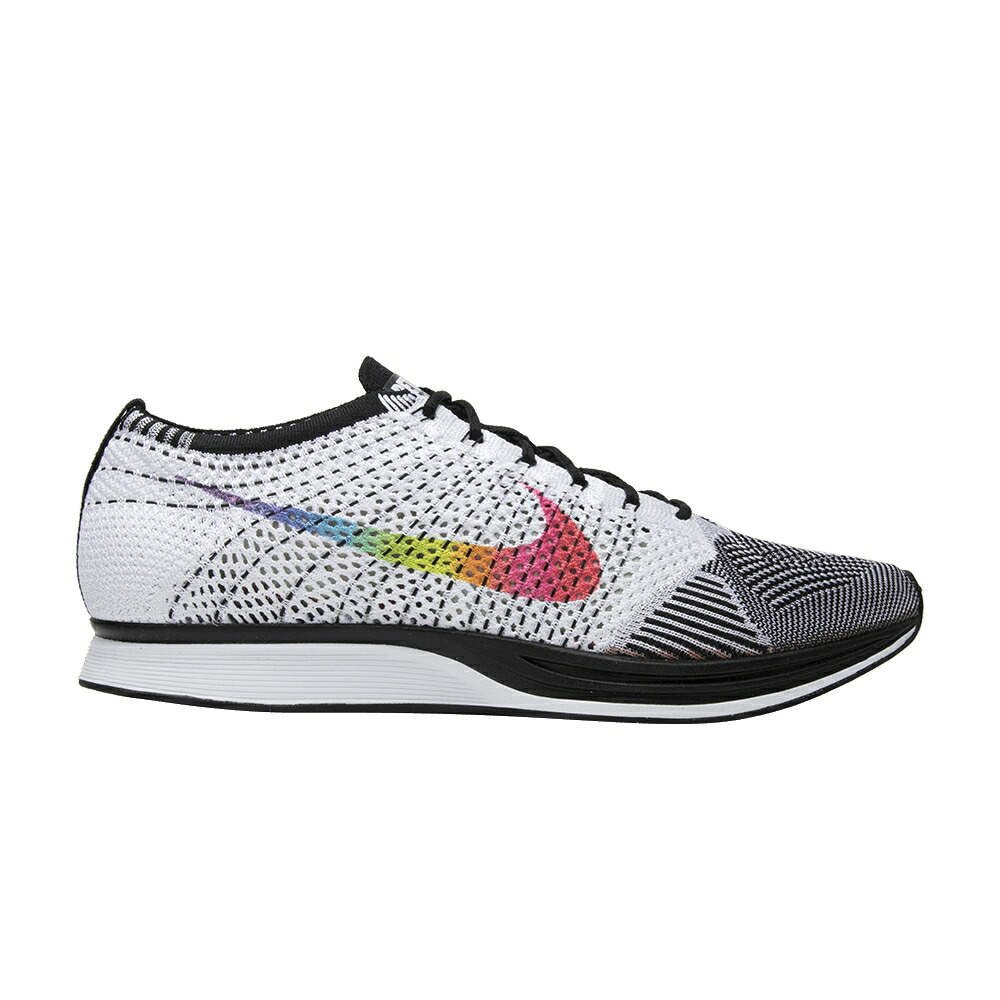 ナイキ 飛球編み物 白いこと 白いこと 黒いこと 黒いこと \u0027BE TRUE\u0027 スニーカー メンズ NIKE FLYKNIT RACER / WHITE BLACK MULTI COLOR メンズ靴-スニーカー