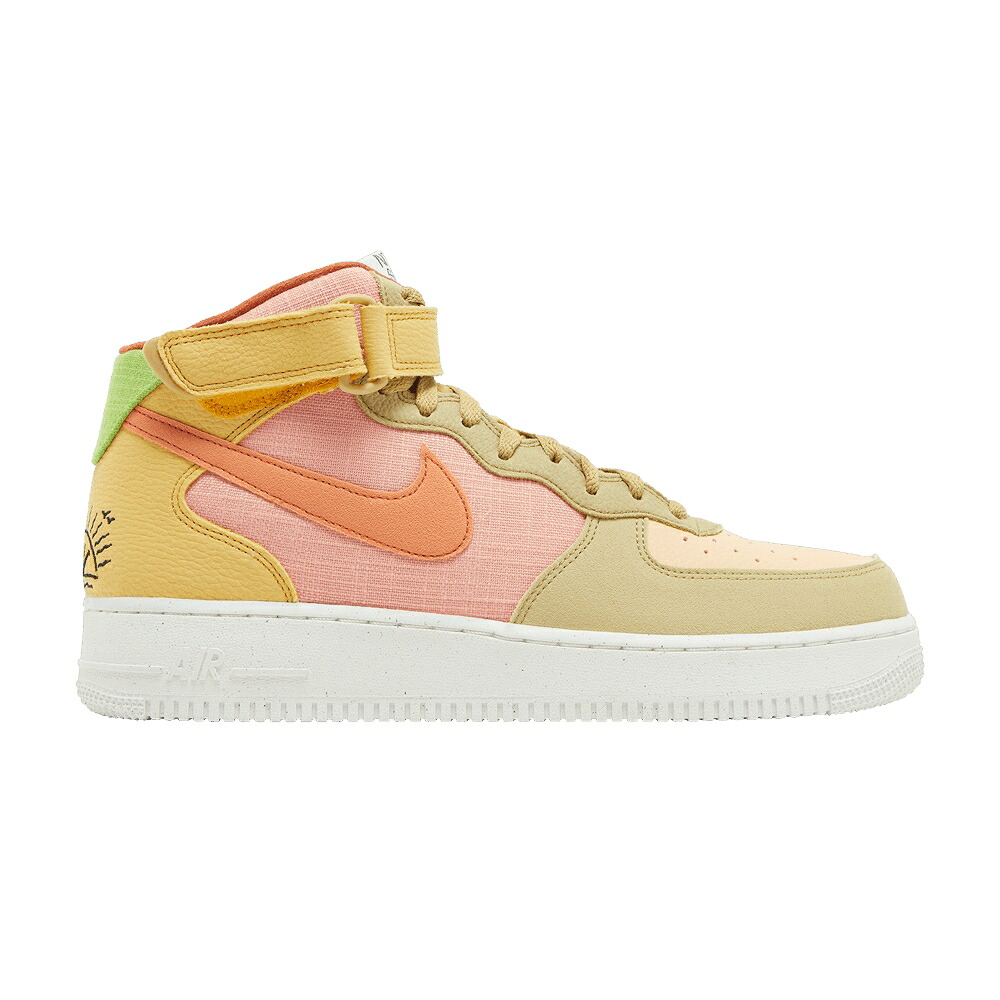 ナイキ ミッド ゴールド 空軍 \u002707 \u0027SUN CLUB\u0027 スニーカー メンズ NIKE AIR FORCE 1 MID LV8 NEXT NATURE / LIGHT MADDER ROOT SANDED GOLD