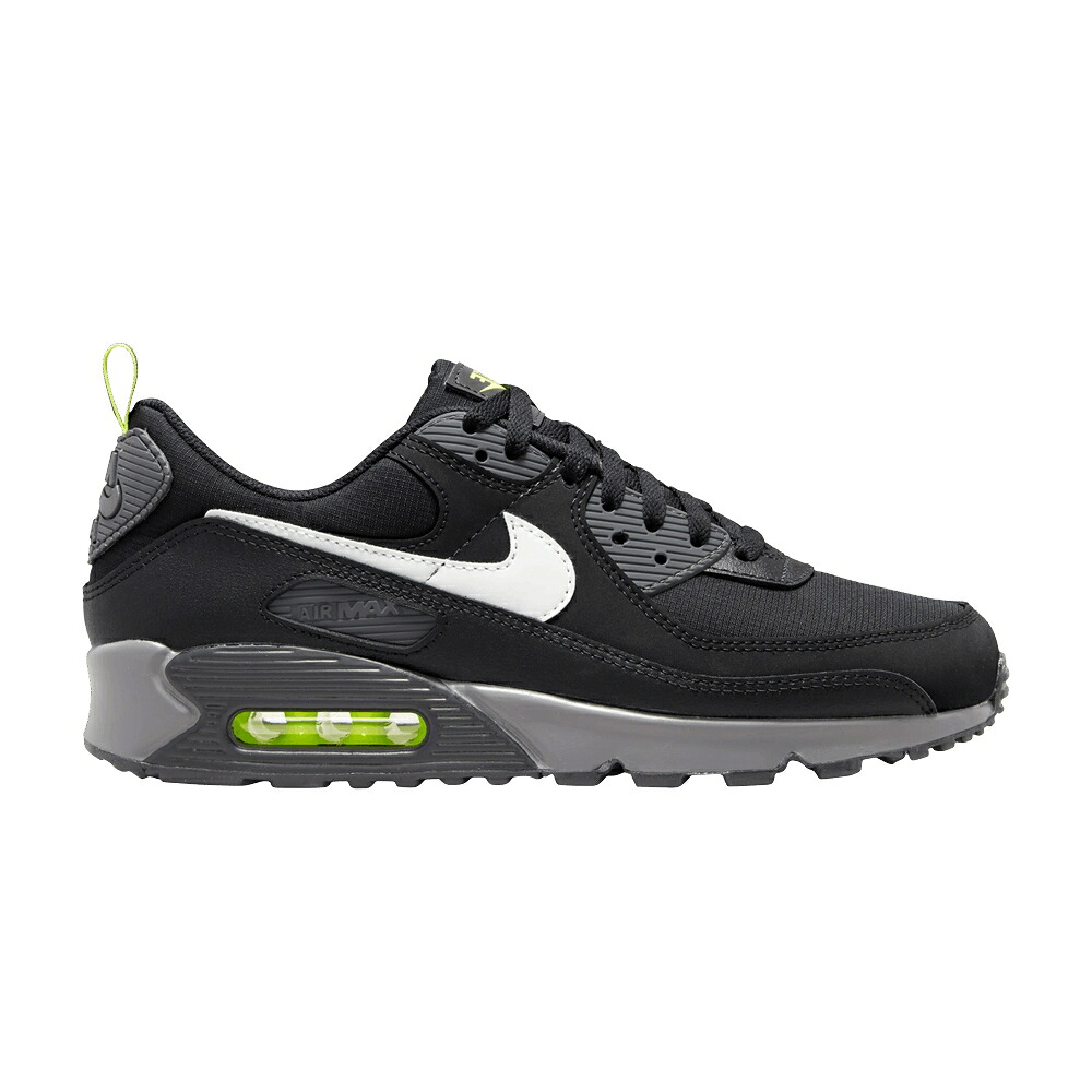 ナイキ マックス 黒色 ブラック 灰色 グレー 白色 ホワイト エアマックス 'BLACK NEON' スニーカー メンズ NIKE AIR MAX 90 / BLACK VOLT IRON GREY WHITE｜スニケス