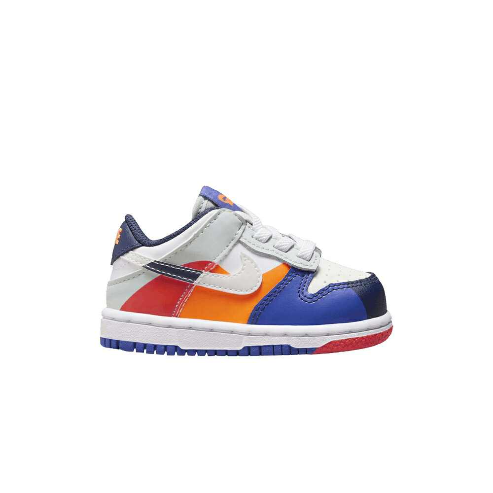 ナイキ ダンク 白色 ホワイト 銀色 シルバー 紺色 ネイビー ダンクロー 'UPSIDE DOWN' ベビー NIKE DUNK LOW SE TD / WHITE LIGHT SILVER MIDNIGHT NAVY｜スニケス