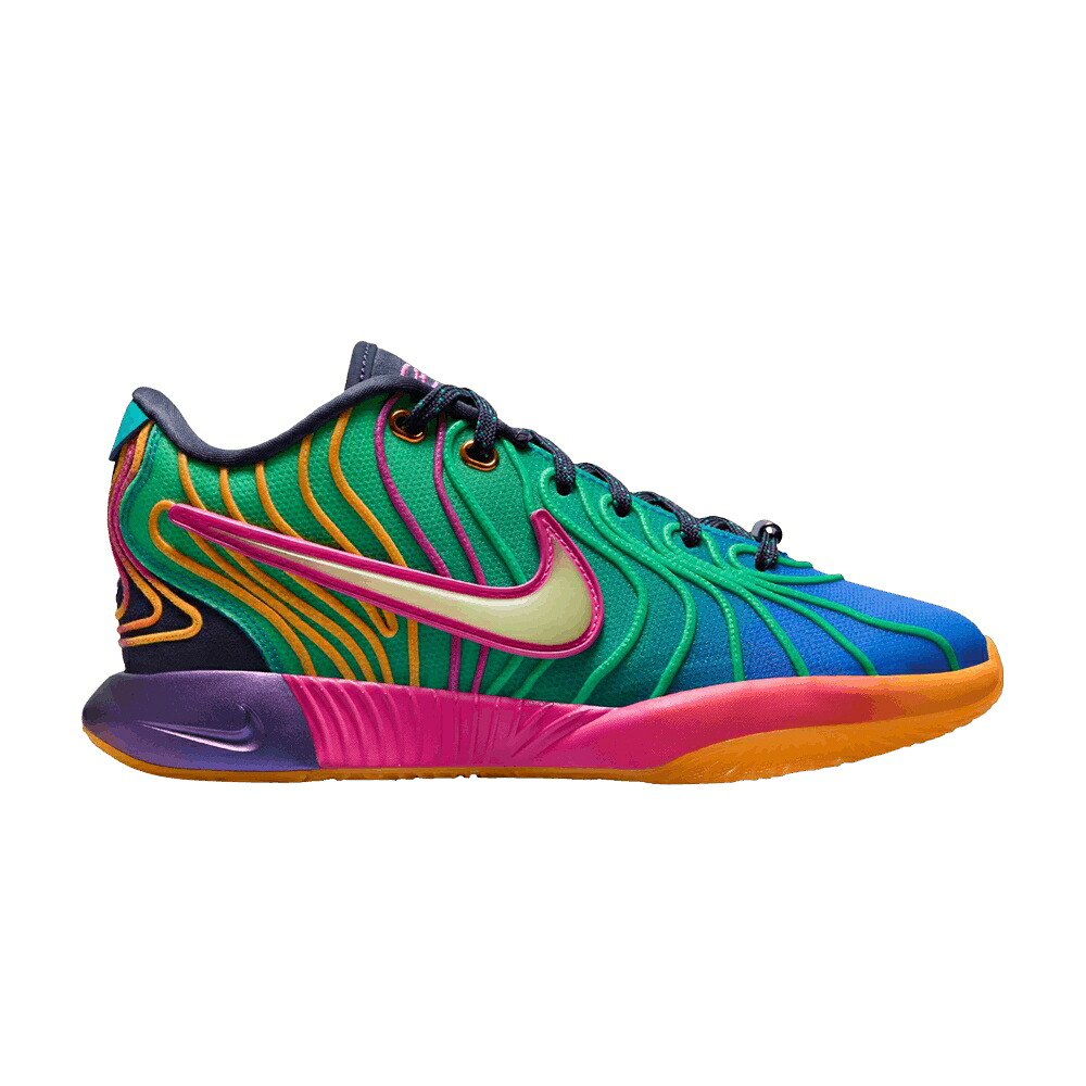 ナイキ レブロン 青色 ブルー 緑 グリーン レーザー 'OPTIMISM' ジュニア キッズ NIKE LEBRON 21 GS / PHOTO BLUE VAPOR GREEN LASER ベビー マタニティ スニーカー｜スニケス