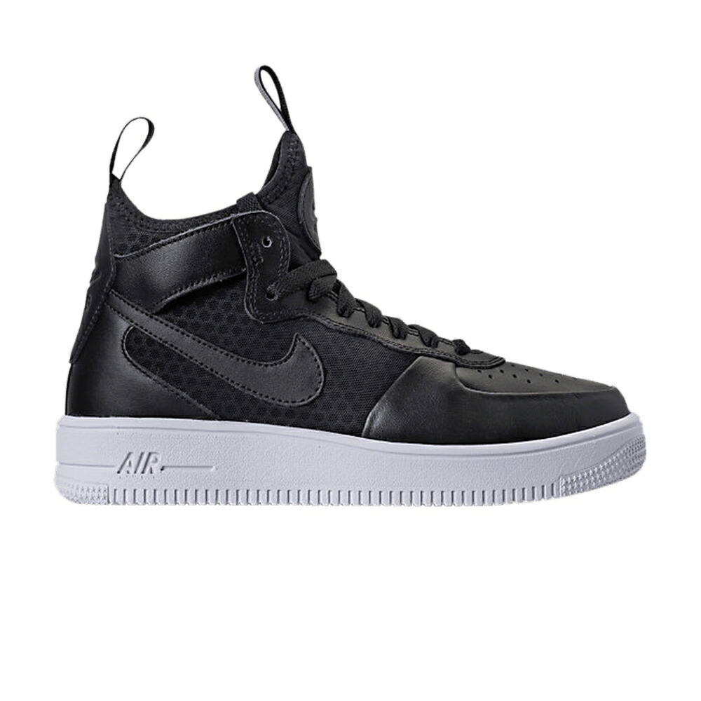 ナイキ ミッド 黒色 ブラック レザー 白色 ホワイト エアフォース 'BLACK WHITE' スニーカー レディース NIKE WMNS AIR FORCE 1 ULTRAFORCE MID / TEXTURED BLACK LEATHER WHITE