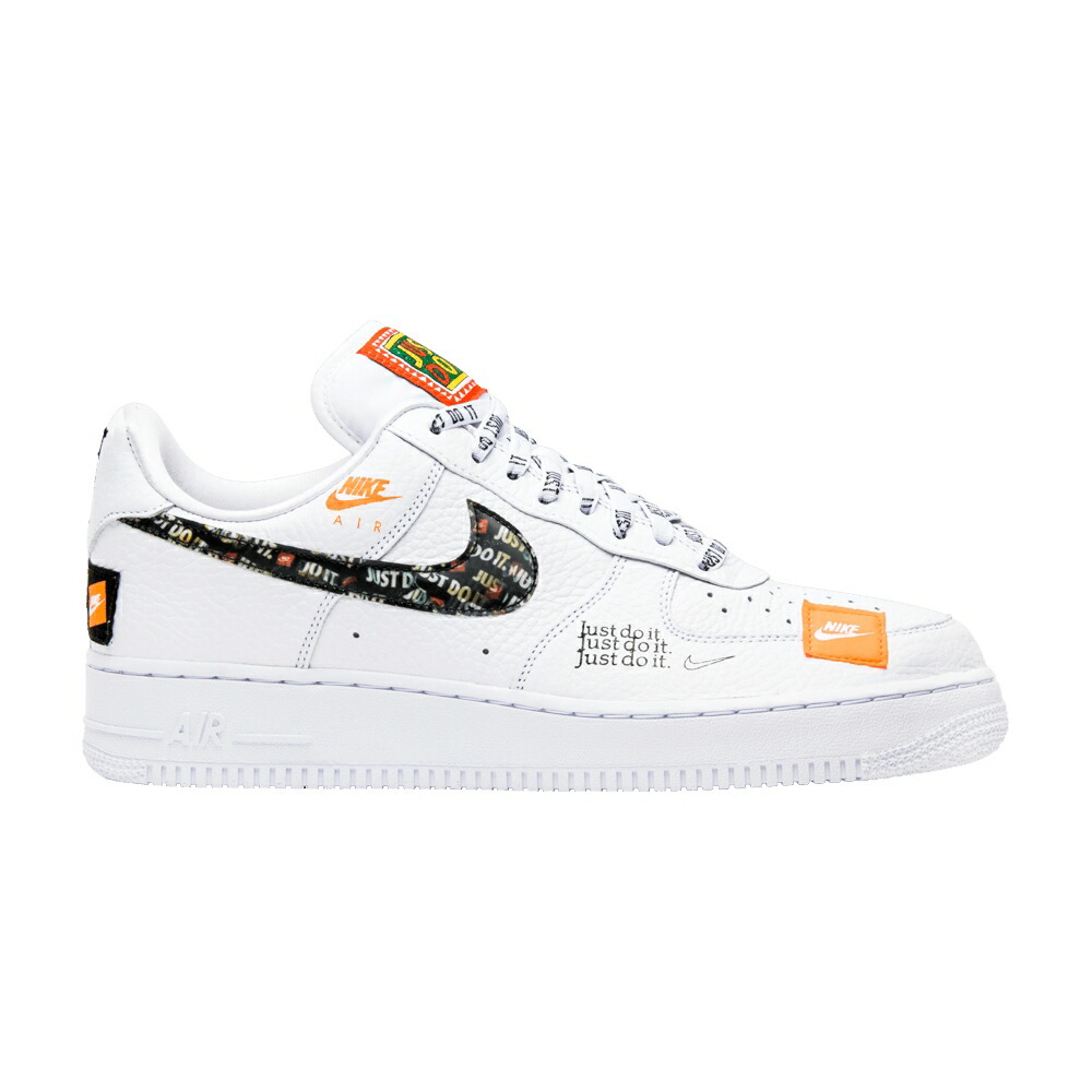ナイキ 白色 ホワイト 黒色 ブラック 橙 オレンジ エアフォース 07 JUST IT スニーカー メンズ NIKE AIR FORCE 1 LOW PRM DO / WHITE WHITE BLACK TOTAL ORANGE