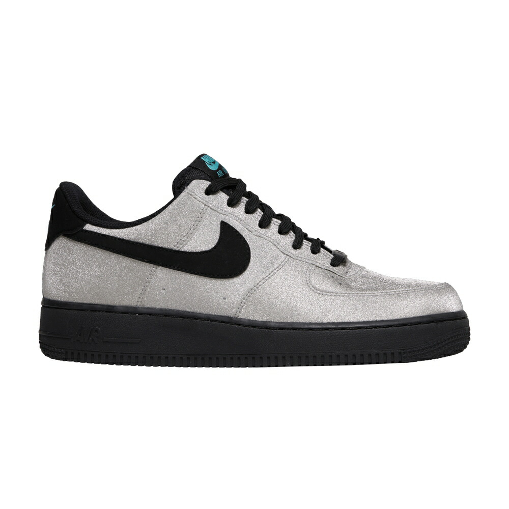ナイキ 銀色 シルバー 黒色 ブラック アクア エアフォース 07 DIAMOND QUEST スニーカー メンズ NIKE AIR FORCE 1 LOW LV8 / METALLIC SILVER BLACK AQUA