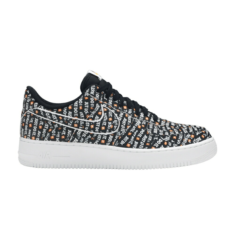 ナイキ 黒色 ブラック 白色 ホワイト 橙 オレンジ エアフォース 07 JUST IT スニーカー メンズ NIKE AIR FORCE 1 LOW LV8 DO / BLACK BLACK WHITE TOTAL ORANGE