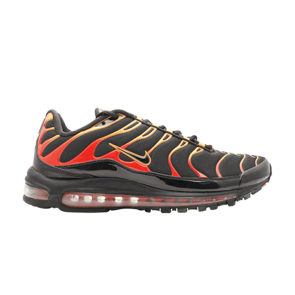 ナイキ マックス 黒色 ブラック エアマックスプラス スニーカー メンズ NIKE AIR MAX PLUS 97 / BLACK BLACK ENGINE 1 SHCK ORNG