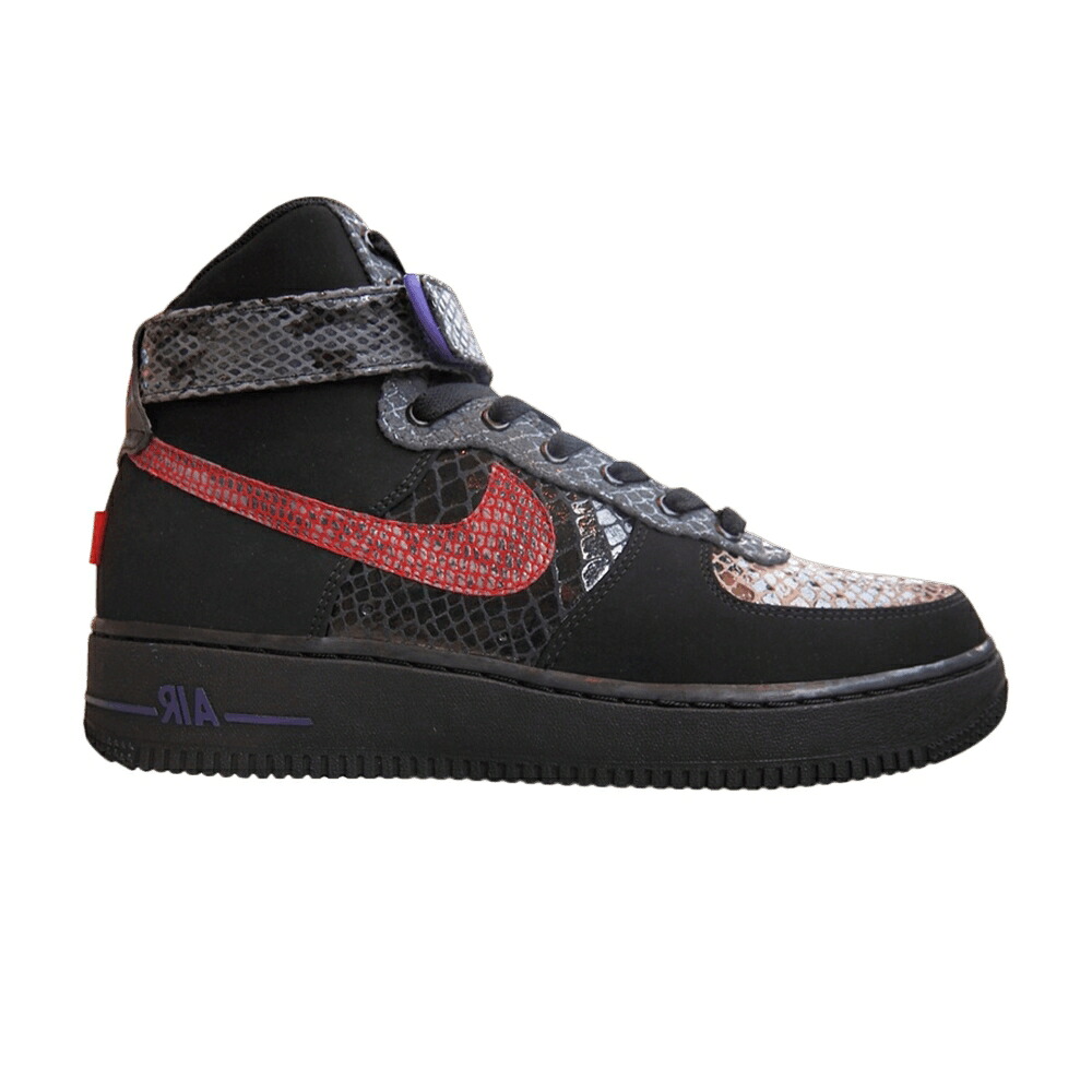 ナイキ プレミアム 黒色 ブラック 赤 レッド 灰色 グレー エアフォース 'YEAR SNAKE' スニーカー メンズ NIKE AIR FORCE 1 HI COMFORT PREMIUM OF THE / BLACK UNIVERSITY RED DARK GREY｜スニケス