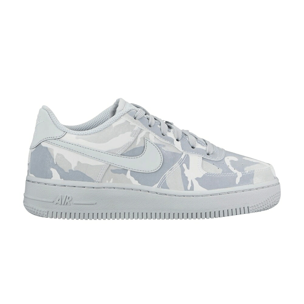 ナイキ 白色 ホワイト ピュア プラチナム 灰色 グレー エアフォース 'WHITE CAMO' ジュニア キッズ NIKE AIR FORCE 1 LV8 GS / WHITE PURE PLATINUM WOLF GREY ベビー マタニティ スニーカー|スニケス