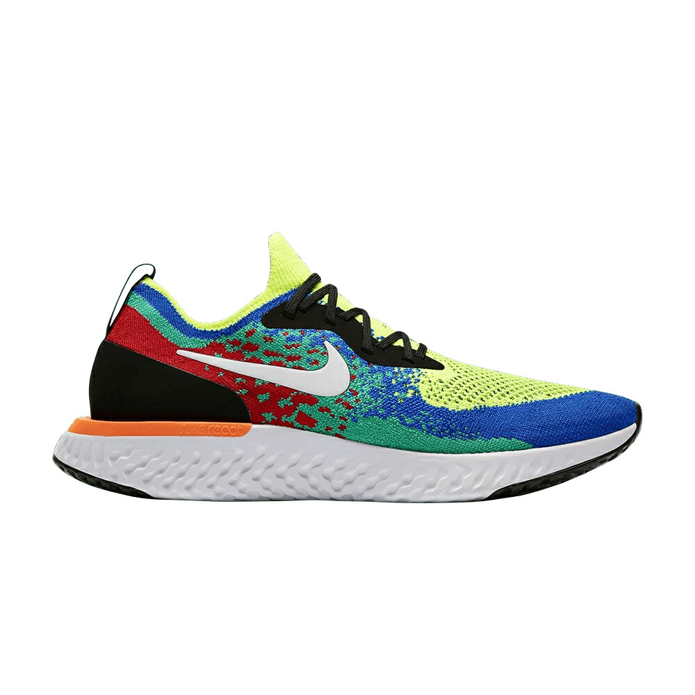 ナイキ エピック リアクト フライニット 白色 ホワイト 青色 ブルー 'BELGIUM' スニーカー メンズ NIKE EPIC REACT FLYKNIT / VOLT WHITE RACER BLUE CLEAR|スニケス