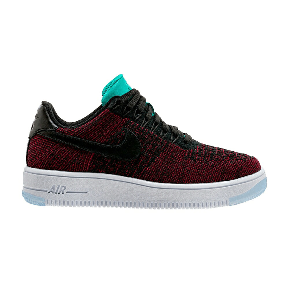 ナイキ フライニット 黒色 ブラック チーム 赤 レッド 翡翠 ジェード エアフォース 'BLACK' スニーカー レディース NIKE WMNS AIR FORCE 1 FLYKNIT LOW / BLACK BLACK TEAM RED CLEAR JADE|スニケス