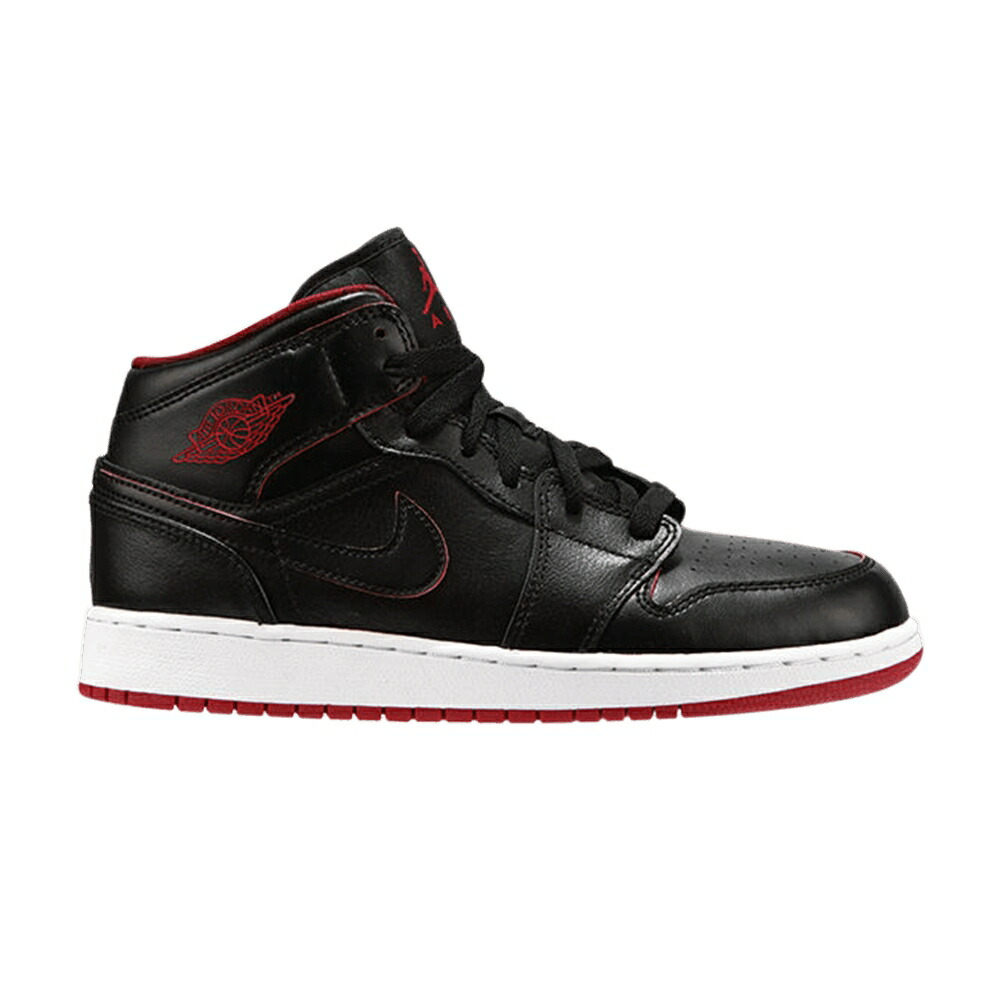 ナイキ ミッド 黒いこと 黒いこと 白いこと 白いこと 赤 赤いこと エアジョーダン \u0027BLACK RED\u0027 お坊っちゃん キッズ AIR JORDAN AIR JORDAN 1 RETRO MID GS GYM / BLACK BLACK WHITE GYM RED もの言う花 マタニティ スニーカー