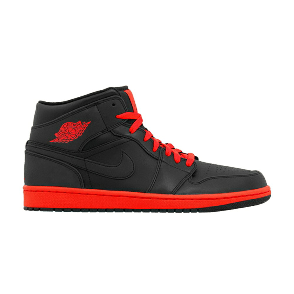 ナイキ ミッド 黒いこと 黒いこと エアジョーダン \u0027BLACK INFRARED\u0027 スニーカー メンズ AIR JORDAN AIR JORDAN 1 RETRO MID / BLACK INFRARED 23