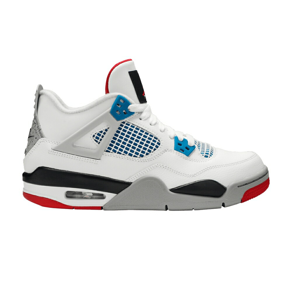ナイキ 白色 ホワイト 青色 ブルー ファイア 赤 レッド エアジョーダン 'WHAT 4' ジュニア キッズ AIR JORDAN AIR JORDAN 4 RETRO SE GS THE / WHITE MILITARY BLUE FIRE RED ベビー マタニティ スニーカー|スニケス