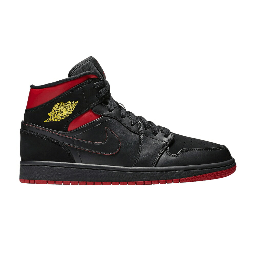 ナイキ ミッド 黒色 ブラック 赤 レッド 黄色 イエロー エアジョーダン LAST SHOT スニーカー メンズ AIR JORDAN AIR JORDAN 1 RETRO MID / BLACK RED YELLOW