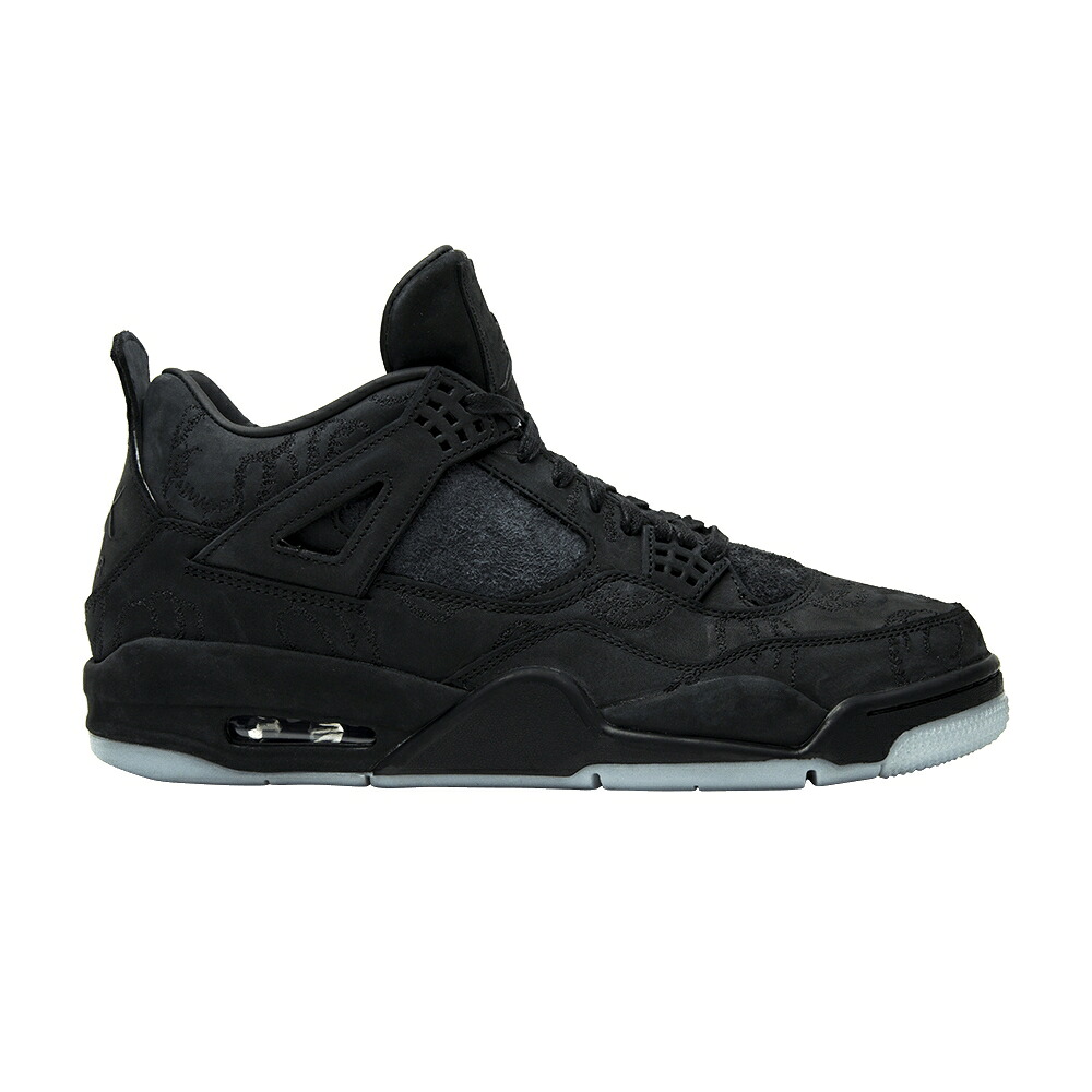 ナイキ 黒色 ブラック エアジョーダン 'BLACK' スニーカー メンズ AIR JORDAN KAWS X AIR JORDAN 4 RETRO / BLACK BLACK CLEAR GLOW｜スニケス